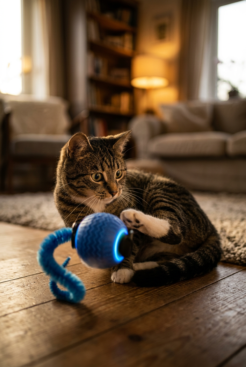 Cat with Blue Ball Toy