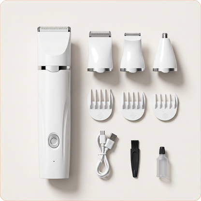Clean studio-style grooming kit and accessories