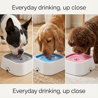 Different dogs using the bowls in realistic home settings