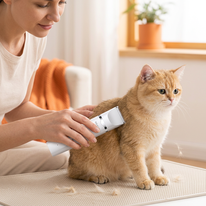 Natural at-home cat grooming scene