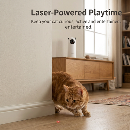 Realistic cat stalking a laser dot around a corner